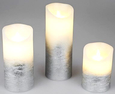 LED Kerzen weiss-silber 9 cm