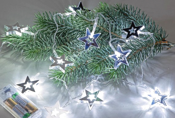 Lichterkette 10 LED Sterne Spiegel-Optik