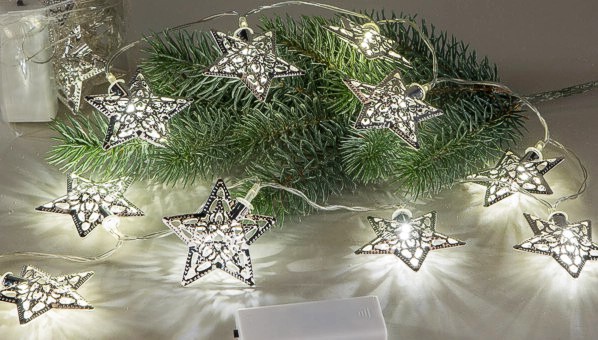 Lichterkette 10 Metallsterne